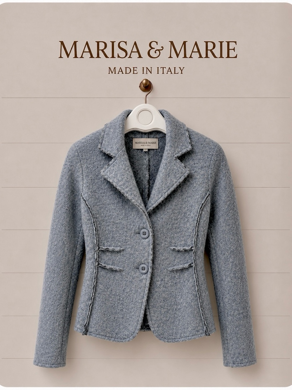 MARISA & MARIE Blue-Grey Boiled Wool Jacket – Size S